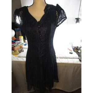 Ariana FIT N FLARE DRESS blue lace sheer Dress Size 9 with slip